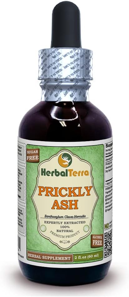 草药Terra LLC Prickly Ash (Zanthoxylum Clava-herculis) 甘油脂,干巴克无酒精液体提取 2 oz