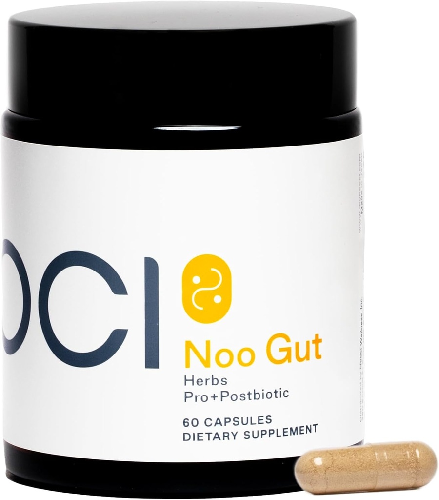 NOO Gut, Gut & Skin: 草本植物, Probiotic, Postbiotic, 3-in-1 古特健康公式, Bloat 支持, 常规鲍尔运动, Glowing Skin, 60 Vegan Capsules