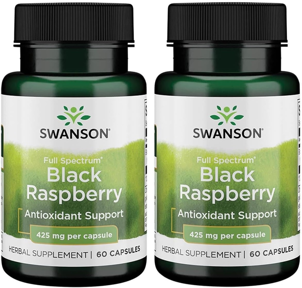Swanson Black Raspberry - 草药补充剂,促进总体健康支持 - Flavonoids & Vitamin C的自然来源 - (60 Capsules,每包425毫克) (2包)