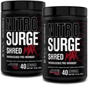 Jacked Factory Nitrosurge Shred Max Preworkout - 配有L Citrulline,乙酰L Carnitine,有机咖啡因的高性能热能预工作粉 - 80 services, Cherry bomb and Weatelon Peach 的80 services, 樱桃弹和西瓜桃