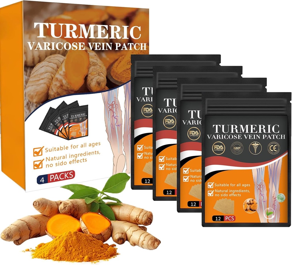 1 Box Furzero Turmeric Varicose Vein Patch - 2024 新Turmeric Vein Patches, 自动解除腿部和蜘蛛体内的变种 Veins
