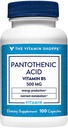 维生素Shoppe Pantothenic酸500MG,配有维生素B5,支持能源生产与头发,皮肤,钉子,Once Daily (100 Capsules)