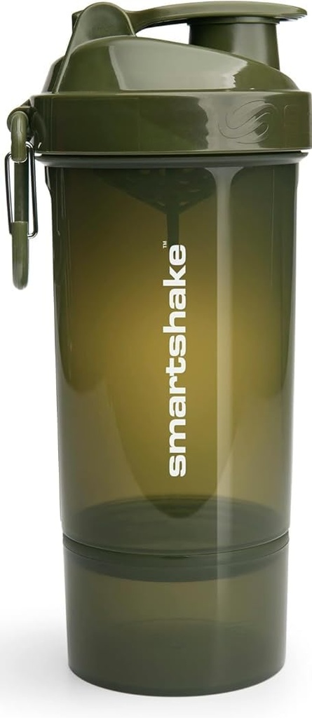 Smartshake O2GO One 塑料蛋白质摇摆瓶800 ml → 27 oz - 防漏螺丝上Lid - BPA Free - Unisex - 陆军绿色
