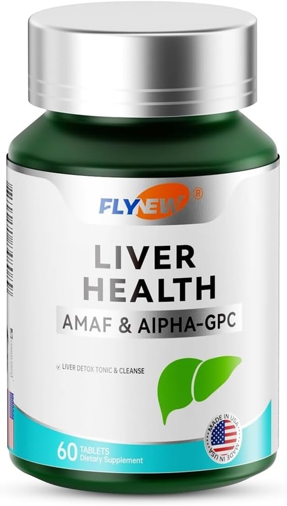 肝脏健康、解毒和修理、肝脏在美国的支持、NADH & Alpha-GPC、PQQ、L-Theanine、GMP、60块牌匾
