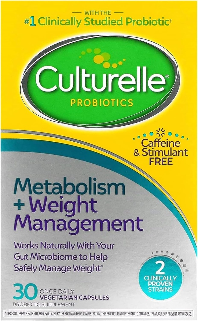 Culturelle Probiotic Capsules for Healthy Metabolism & Weight Management (Ages 18+) - 30 Count - Helps Manage Weight & Promote Metabolism of Fats, Carbs & Proteins - Caffeine-Free