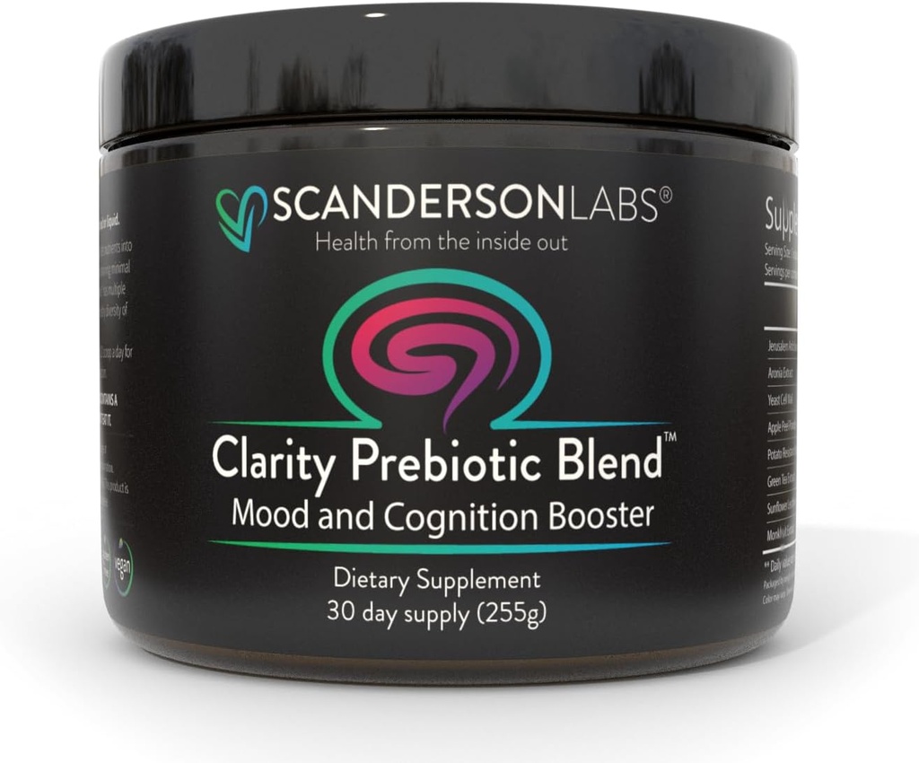 Clarity Prebiotic Blend – 通过 Gut-Brain 轴线优化 Gut 和 Mood – 一个月供给 – 容易使用,一个Scoop 混合液体或食物 – Vegan,无豆,无胶,非GMO