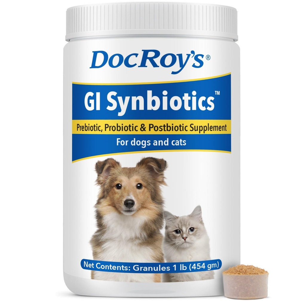 Roy医生的GI共生素 狗和猫的Probiotic & Prebiotic Granules – 用活文化进行消化和免疫健康补充, BgMOS & Beta Glucans – Chicken Flavor – 454g Granules