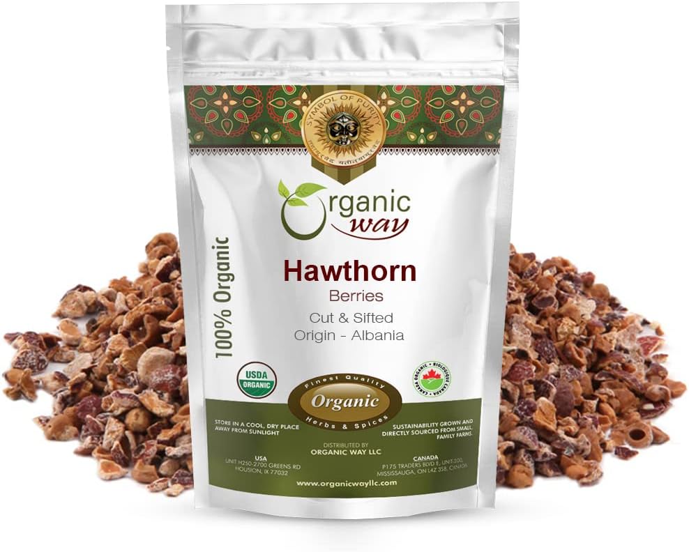 有机方式 Hawthorn Berries Cut & Sifted (Crataegus mononegyna) - 欧洲野生Harvest – 有机和科舍认证 – Vegan – Non GMO & Gluten Free – USDA 认证 – 来源 阿尔巴尼亚(1/4LBS / 4OZ)