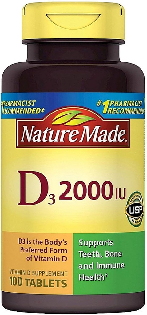 天然制维生素D3 2000 IU片100 ea(包11)
