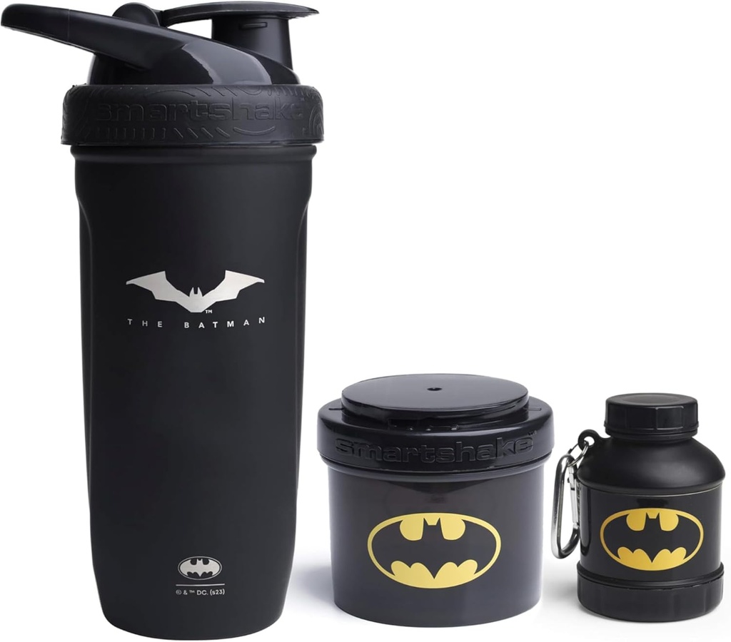 Smartshake DC Comics Bundle – 蝙蝠侠无名钢蛋白摇摆机900ml配有Funnel 110ml和存储容器200ml.