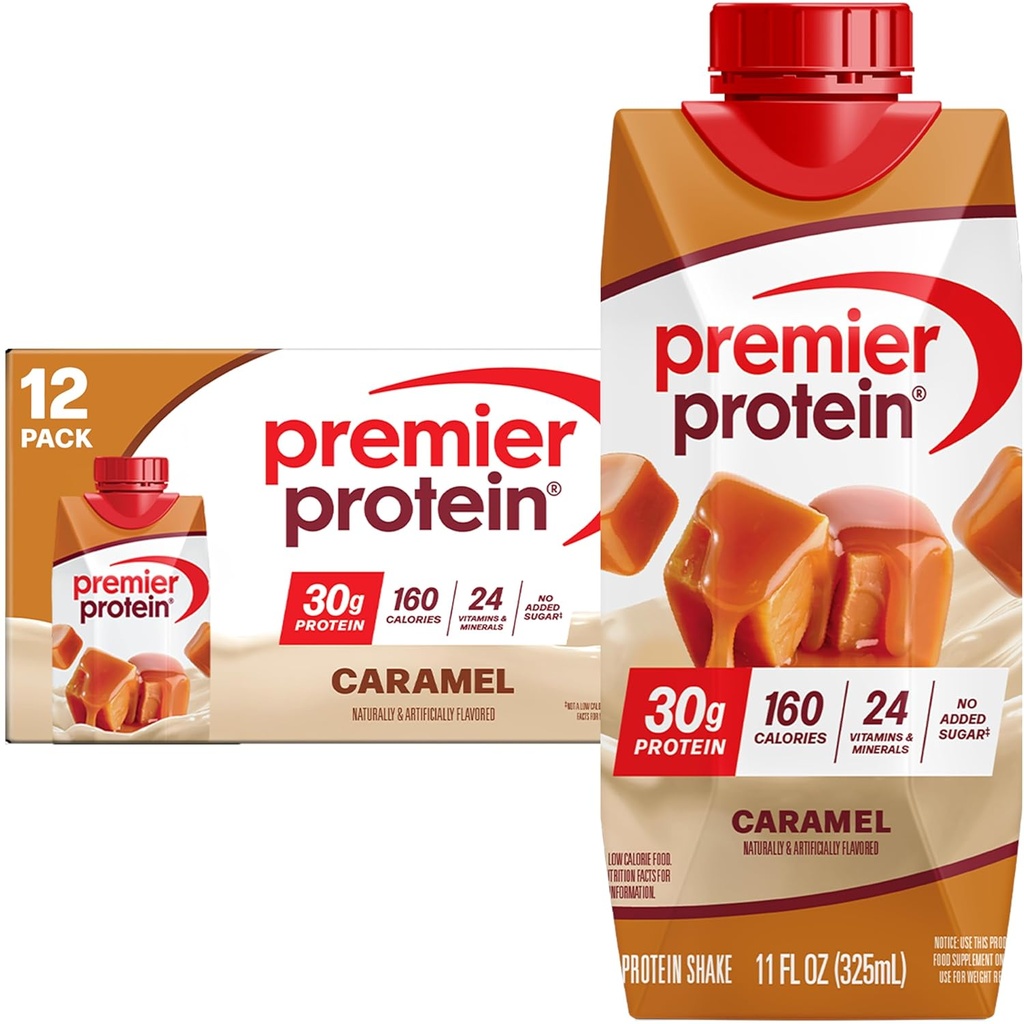 总理蛋白质摇摆、焦糖、30g蛋白、11 fl oz、12包(包装May Vary)