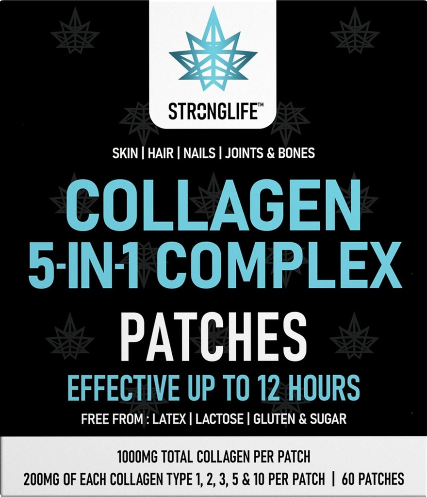 Collagen 复合补丁 – 第1,2,3,5 → 60 跨皮肤补丁 用于皮肤,头发,钉子,以及联合健康 → 高吸附,替代粉末和卡普尔,易于应用,长长长
