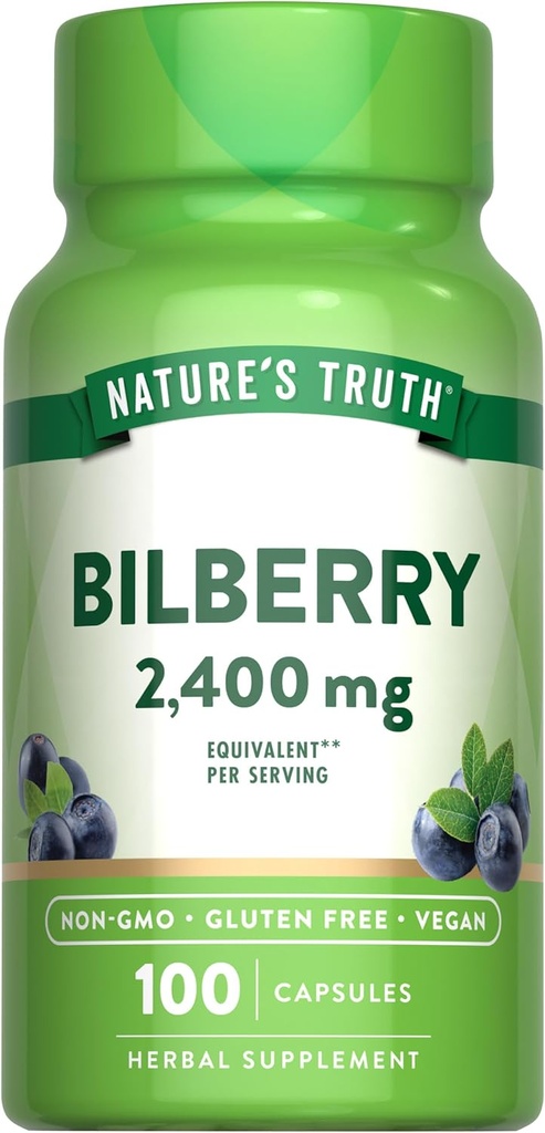 Nature's Truth Bilberry Capsules – 2400mg – 100 Counter – Non-GMO & Gluten Free Supplement 互联网档案馆的存檔,存档日期2013-12-02.