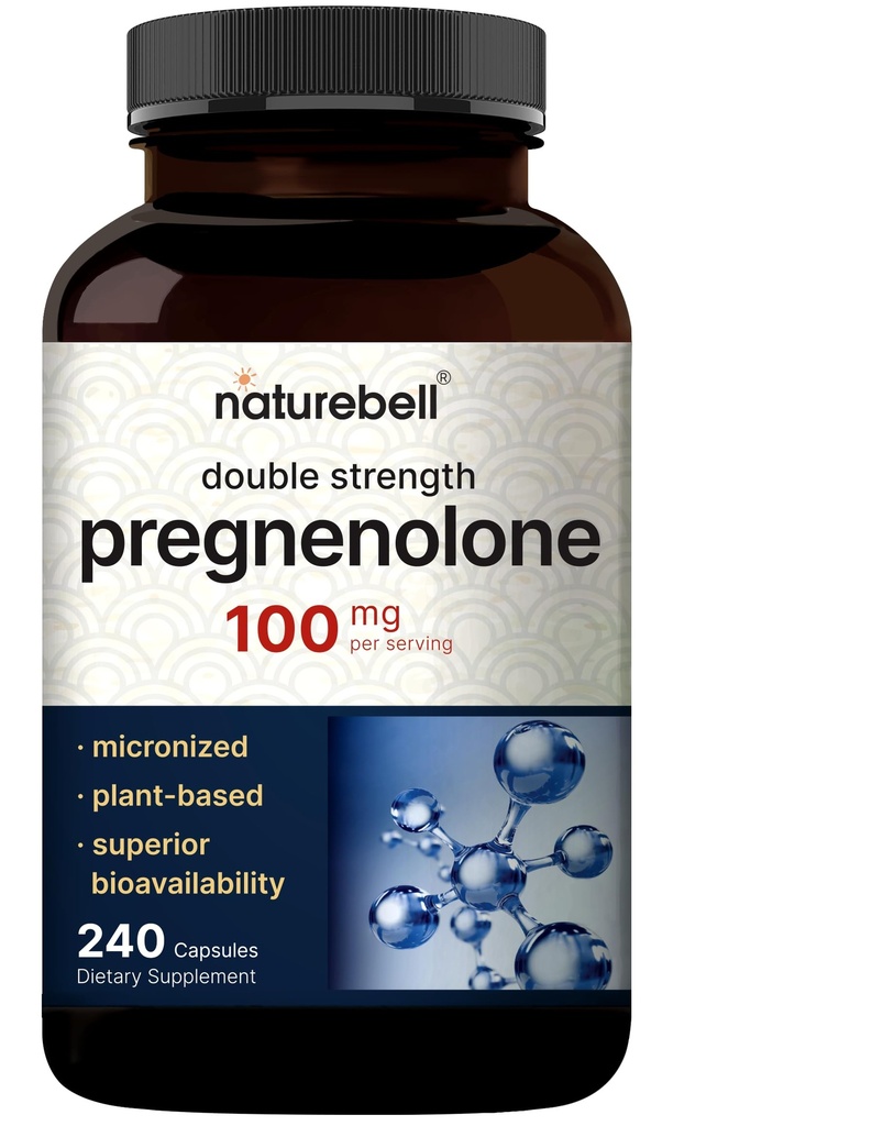 Pregnenolone 100mg, 240 capsules → 99% 纯度,高吸收的微分级,植物-天然前体,大脑,和免疫健康补充品-非GMO,Soy Free