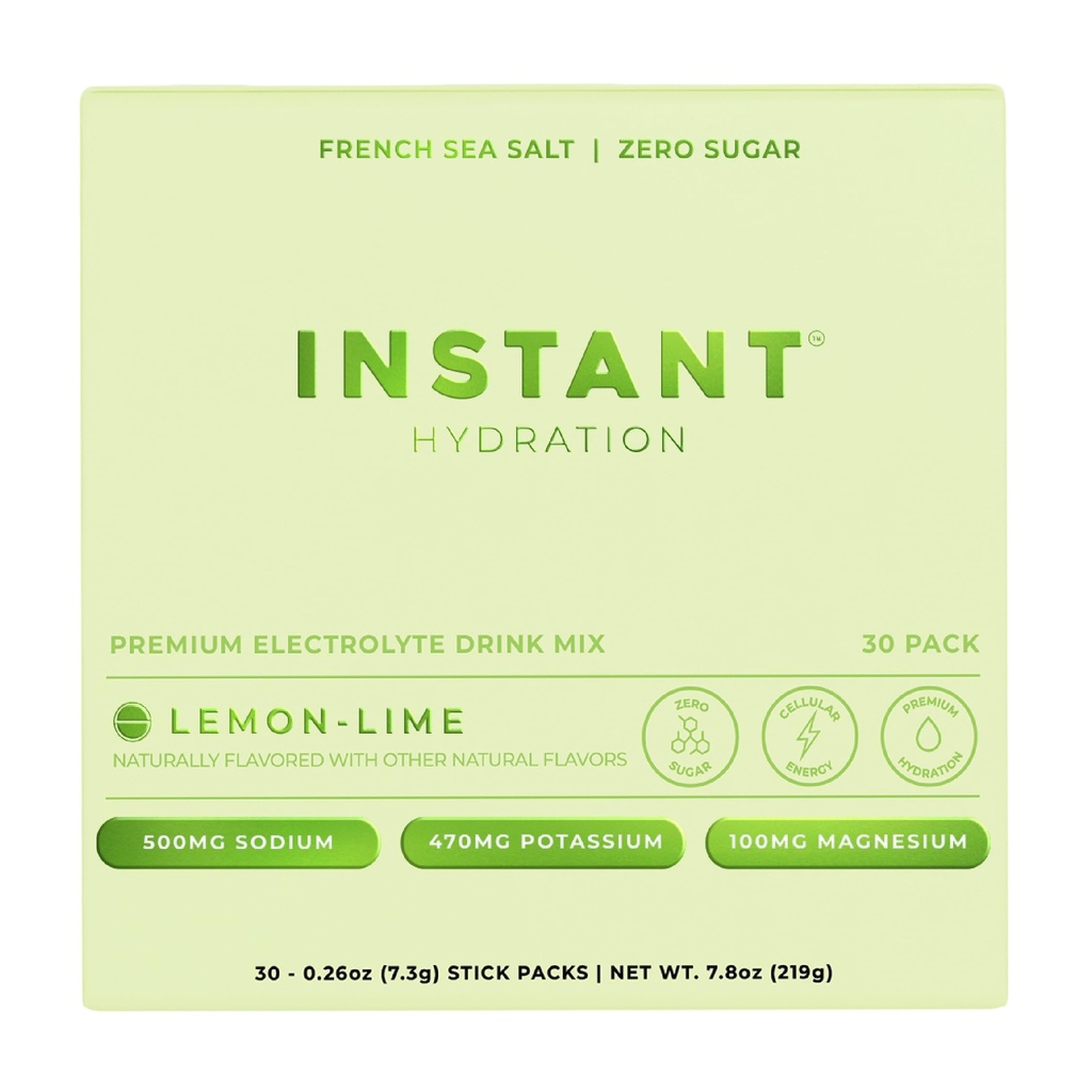即时水解 电解剂 粉末包 - 柠檬 莱姆 饮料 混合糖 - 零糖 - Keto, Vegan, Gluten - Free, Non-GMO - 快速恢复,脑健康,肌肉与组织支持 - 30棒