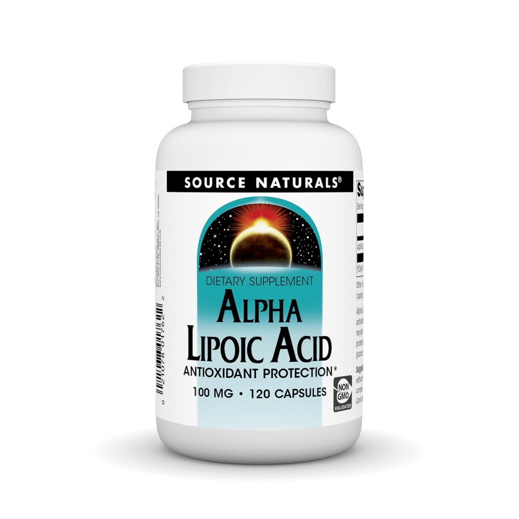 来源 天然 α Lipoic Acid 100 mg 支持健康糖代谢,肝功能和能源生成 - 120 capsules