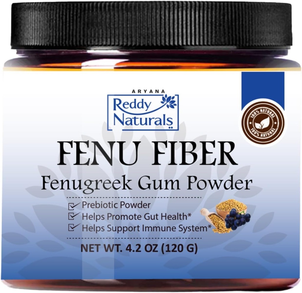 Reddy Naturals Aryana FENU Fiber – Debittered Fenugreek Gum Powder - Muscadine Polyphenols - Supports Healthy Metabolic Functions – Improves Immune and Gut Health – 4.2 OZ (120 G)