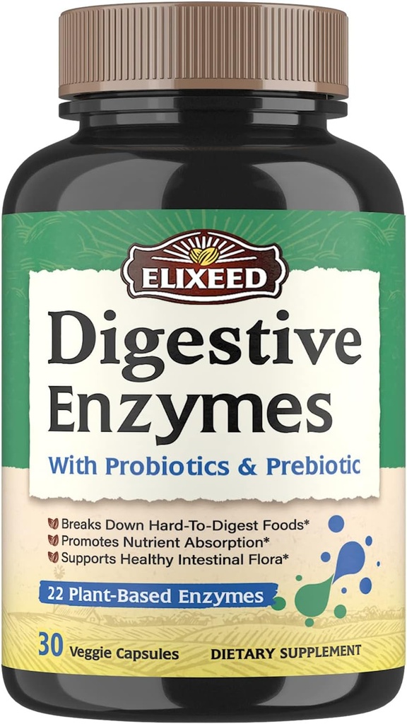 消化酶+ Probiotics & Prebiotics,22 消化酶与Amylase, Protase, Laactase & More, 最大强度,用于健康消化, Vegan, Non-GMO, 30 Caps