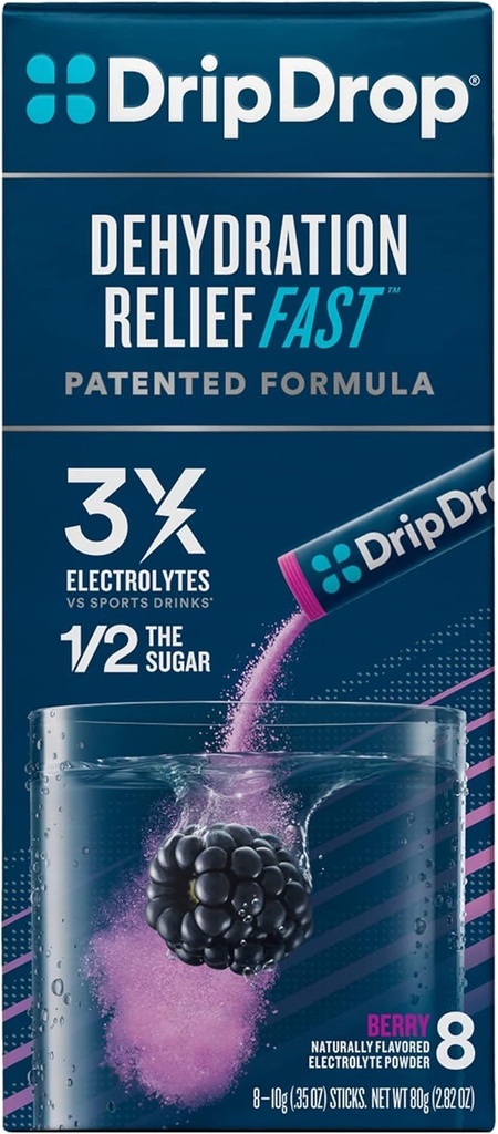 DripDrop ORS 电解液 水解粉棒 莓 10g 棒 8 计数