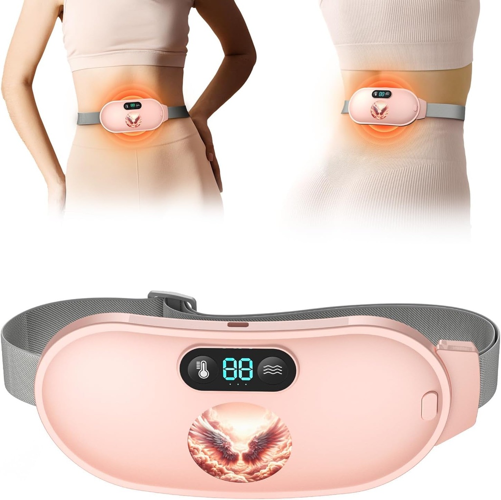6个热级和6个按摩模式的加热帕, 手提式月经加热帕, Belly Project 妇女和女孩的加热帕, 粉红色