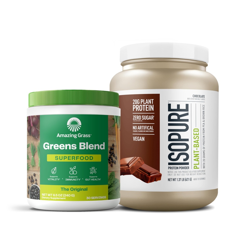 神奇草绿色超级食品粉末包:原型,30种 + 类似巧克力 Vegan蛋白粉,植物基,有机 Pea蛋白,乳制品自由,20种 粉末(包装 May Vary)