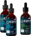E2H:肝脏支持补充剂(2包 - 4 Fl Oz)和氯脂液滴(单瓶 - 2 Fl Oz) | Vegan,非GMO - (6 Fl Oz 总计) - Bundle