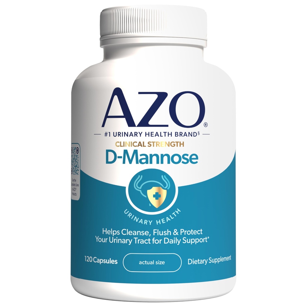 AZO D Mannose Urinary Tracts Health, Cleanse, Flush & Protect the Urinary Tracts, No.1药剂师推荐品牌,临床实力,非GMO, 120 Counter