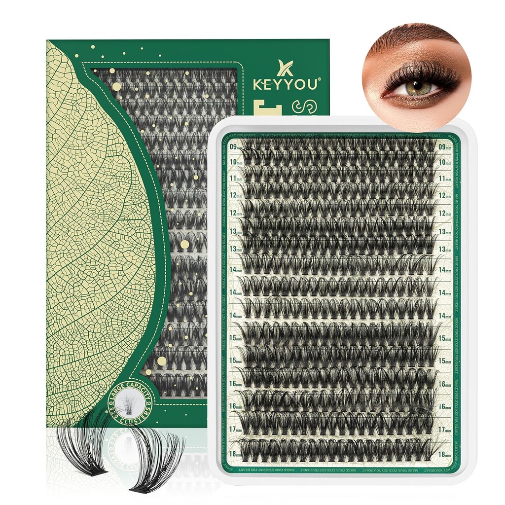 拉什集群 280Pcs 眼角星团 关键YOOD 60D Curl 9-18MIX 星团 Lashes Thick Super Soft Wispy DIY 眼角星团在家中的扩展(60D-D,9-18MIX)