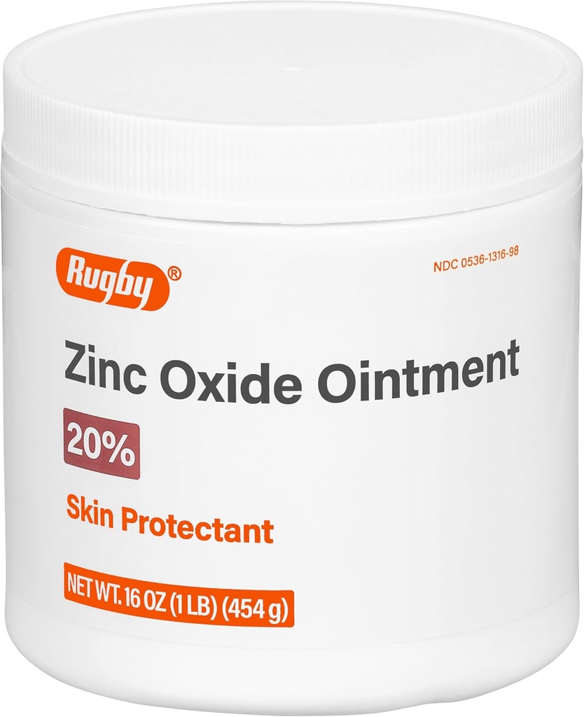 Rugby Zinc Oxide Ointment 皮肤保护剂 - 20% - 16 Oz(1lb)(454克)(1包)