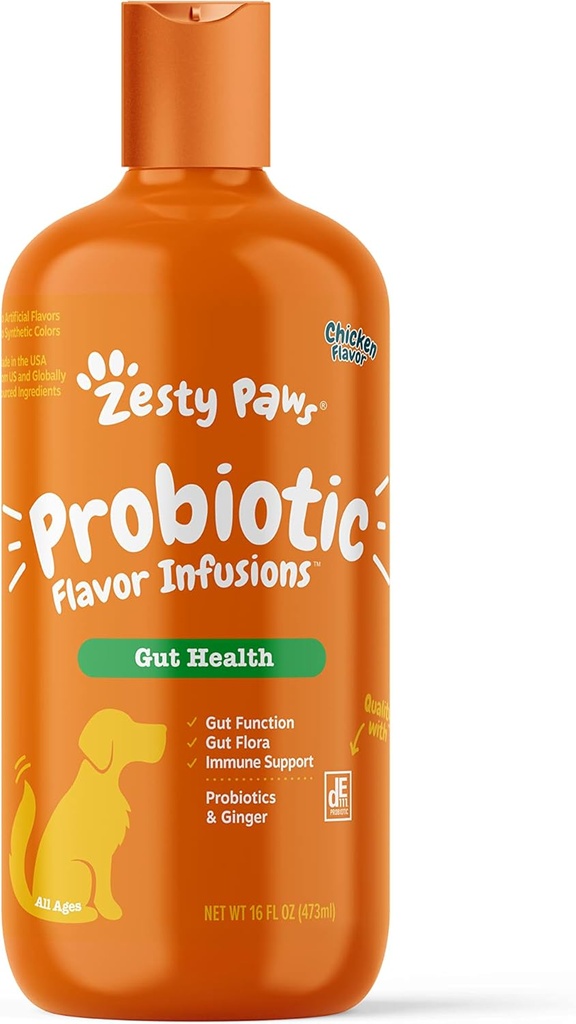 Zesty Paws 狗的Probiotic Flavor Information – 5亿CFU 古特健康与花卉的Probiotics – 支持免疫系统 - 鸡的Flavor