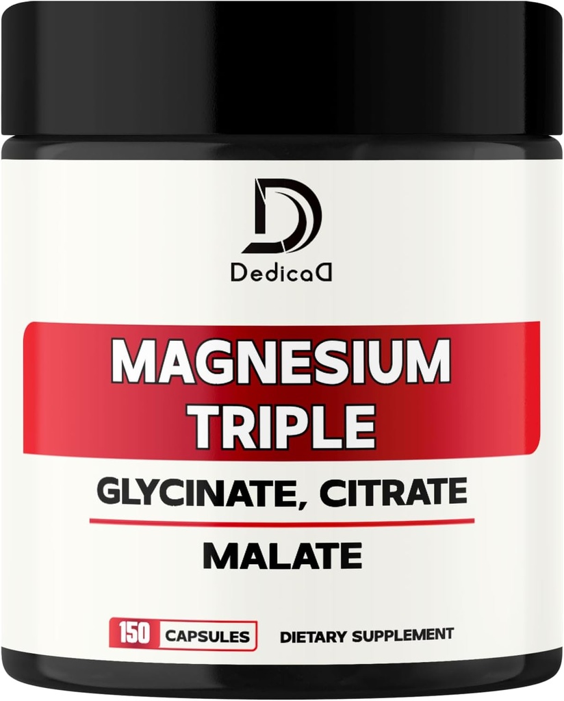 三重镁复合物500mg - 150 capsules - 100mg Elemental Magnesium 化合物补充物,配有镁甘油酸盐,Citrate & Malate - 支持骨质健康,肌肉和免疫系统