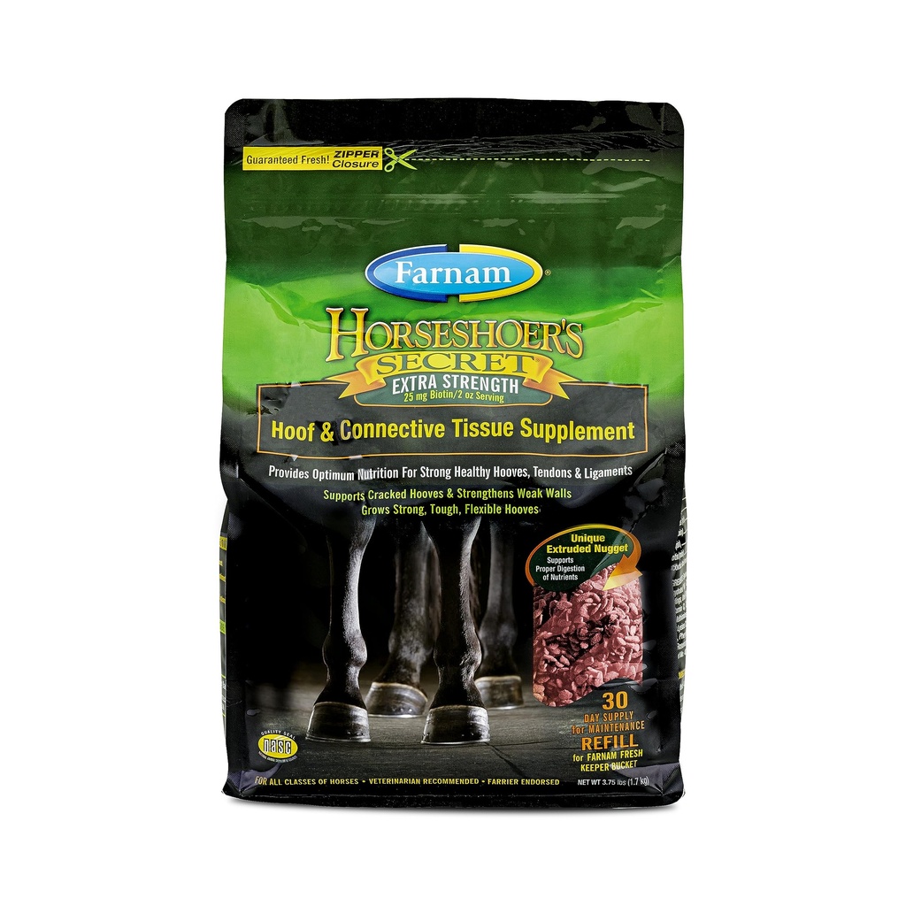 Farnam Horsehoer)的秘密EXTRA STRENGTH Hoof 补充与连接组织补充,促进强壮,健康的蹄盖,手势和韧带,3.75磅,30天供给.