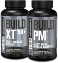 Jacked Factory Building-XT 50+ Daily Muscle Builder (90 Capsules) & Build PM Night Time Muscle Builder & Sleep Aid (60 Capsules) 用于肌肉生长,生命力,和复苏