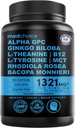 12in-1 Notropic Ginkgo Biloba 大脑支持、记忆和焦点-B12、Alpha GPC、L Theanine和Choline 补充剂,配有生素无咖啡酸1321mg(60cm)