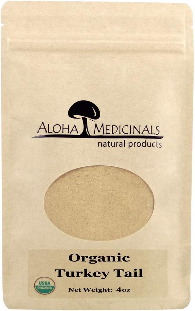 Aloha Medicinals Pure Turkey Tail,《经认证的有机蘑菇补充品》,《自然健康补充品》,包4 oz粉