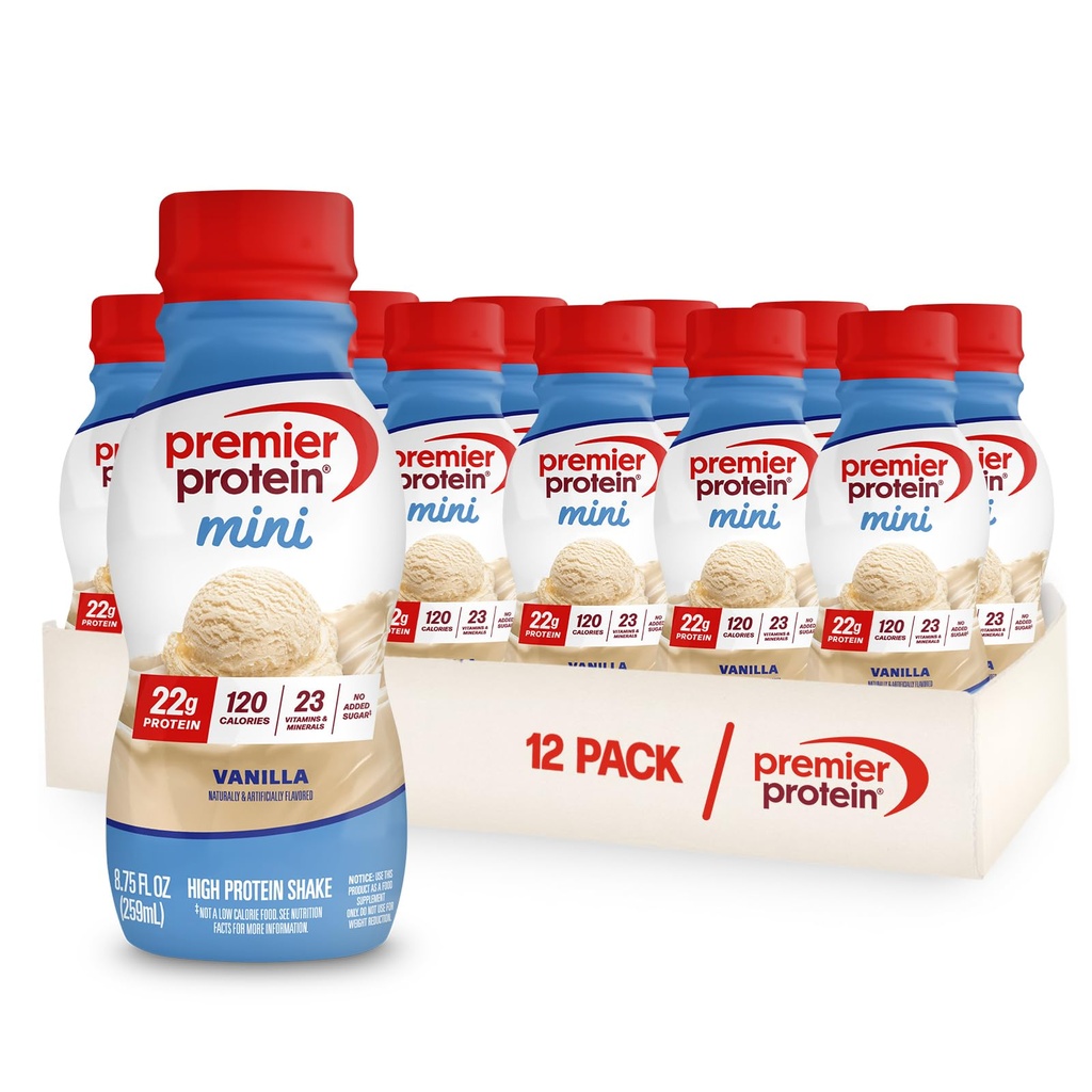 总理蛋白质摇摆MINIS、香草、22g蛋白、120卡罗里、1g糖、8.75fl oz、12包