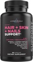 Livingood Daily Hair, Skin & Nails Supplement, 14-in-1 配Biotin, Collagen, Keratin, 竹子, 硒, Folate, B12, Zinc and More, 女性和男性美容补编, Gluten Free, 60 Capsules