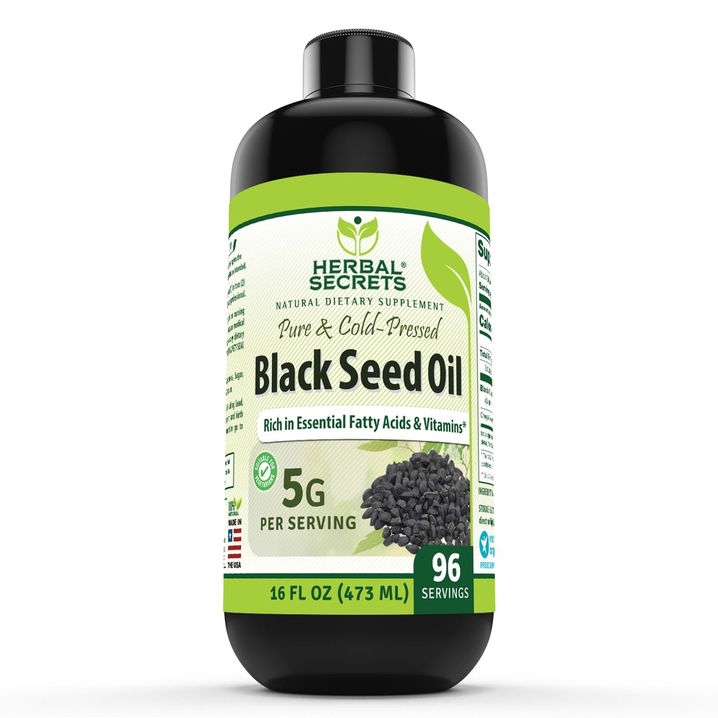 草药秘诀 黑种子油补充品 16 Oz 5 G Pererating ========================================================================================================================================================================================================================================