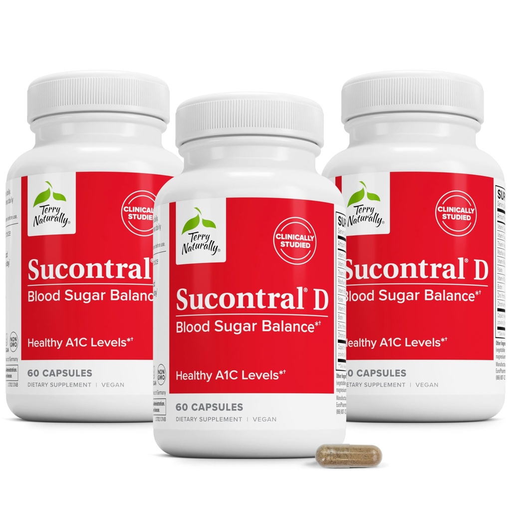 Terry自然Sucontral D - B-Complex & Folate Supplement - 碳水化合物代谢支持 - 用锌和铬补充维生素和矿物 - 60 Capsules (Pack of 3)