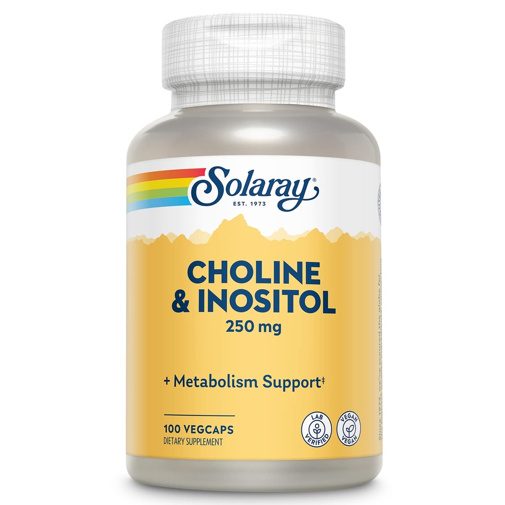 SOLARAY Choline & Inositol 250 mg → 健康脂肪代谢的双营养孔博,大脑功能支持 → 100 Veg Caps