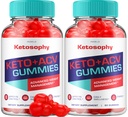 (2 Pack) KetoSophy Keto ACV Gummys - 高级体重损失 KetoSophy Keto Plus Gummys Apple Cider Vinegar KetoSophy ACV Gummys 体重管理副刊审查 男子女性(120 Gummys)