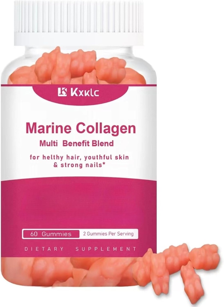 Marine Collagen Gummys -- -- 维生素Collagen Gummys用于健康皮肤支持的多受益人混合物,配有维生素C、锌和Biotin,水解Collagen。 (1包)