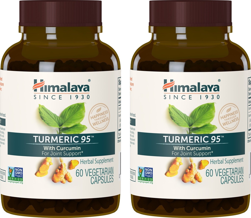 喜马拉雅涡轮95 配有Curcumin/Curcuminoids、联合和肌肉支持、优化灵活性和流动性、600毫克、非GMO、Vegan、Gluten Free、60卡普尔、2包、60天供应