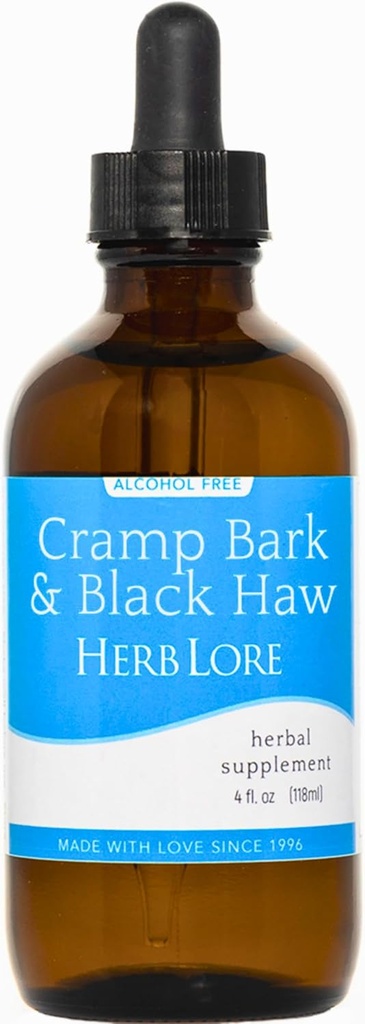 Herb Lore Cramp Bark & Black Haw Tincture – 无酒精液体 Herbal Mentrual Cramp 补充液滴,用于周期性Cramp,肌肉紧张和Uterine支持(4 fl oz)