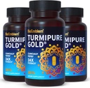 BioEmblem Turmeric Curcumin 与临床研究的TurmiPure - 联合支持,健康炎症 Turmeric 补充 - 1 Small Cap Daily, 24x More Absolute than others - 非GMO, 90 service
