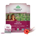 ORGANIC INDIA Tulsi Hibiscus Tea Bags - 圣巴西尔草药茶,应激舒缓,冷静,免疫支持,USDA有机,咖啡因免费 - 18袋,3包