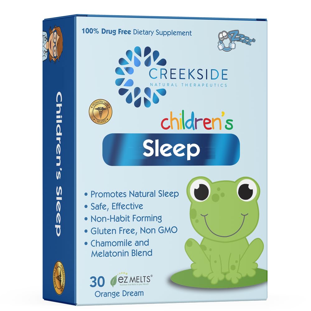 Creekside Naturals Children's Sleep, 配有梅拉图宁和查莫米利, 零糖, Vegan, 小儿科医生 配制, 橙色梦Flavor, 30 EZ 熔片