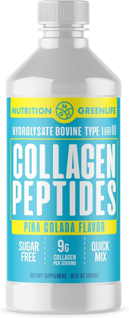 Collagen Peptides 水解液体集中 9000mg 头发、皮肤、钉子健康补充无糖