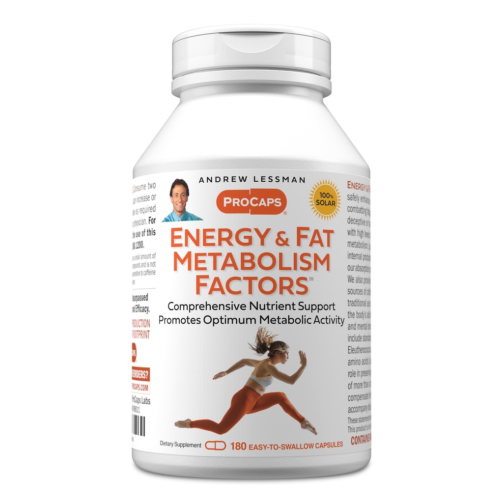 AndreW Lessman Energy and Fat Metabolism Forcements 180 Capsules - 推广优化脂肪燃烧和能量代谢,配有卡尼丁,绿茶,瓜拉纳,金森,B-Complex. 容易燕子笼盖