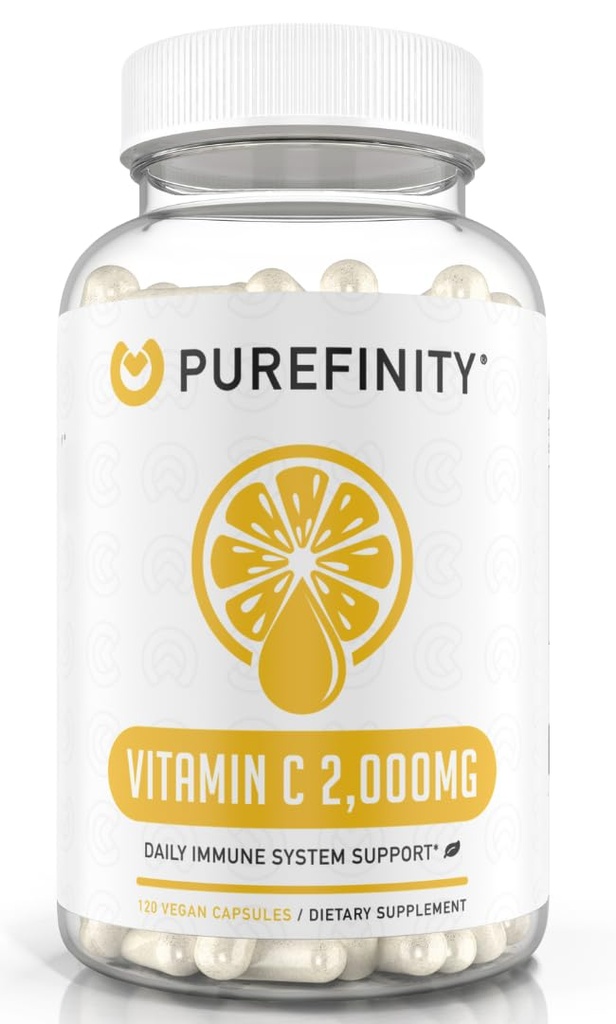 纯素维生素C 2000mg Capsules – 双强,高吸附补充,强抗氧化剂属性,120 Capsules(1个月供应)